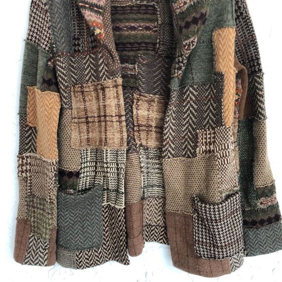 RALPH LAUREN COLLECTION Purple Label Patchwork Shawl-Collar Cardigan Size Medium - Picture 3 of 10